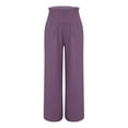 thumbnail image 4 of Jxximdong Pants for Women Women Summer High Waisted Cotton Linen Palazzo Pants Wide Leg Long Pant Trousers With Pocket Purple XXXL Trousers, 4 of 6