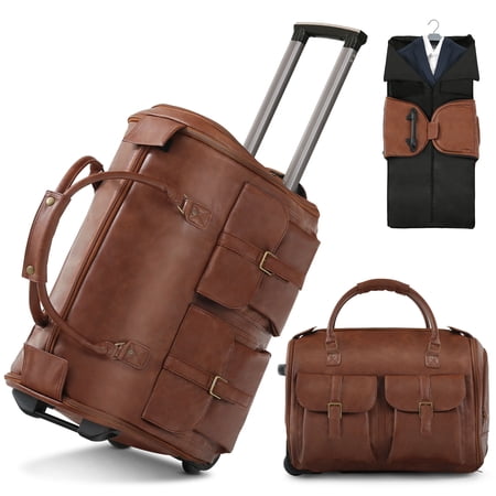 Pull-Rod Wheeled Garment Bag for Business Travel, Wrinkle-Resistant Suit Storage Carrier with Zipper Closure and Telescopic Handle, Durable for Suits and Formal Wear