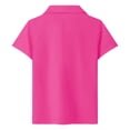 thumbnail image 4 of lnmuld Back to School Kids Girls Short Sleeve Solid V Notch Collar No Button Pique Polo Shirts Breathable Summer School Uniform Tops Size:9-10 Years, 4 of 7