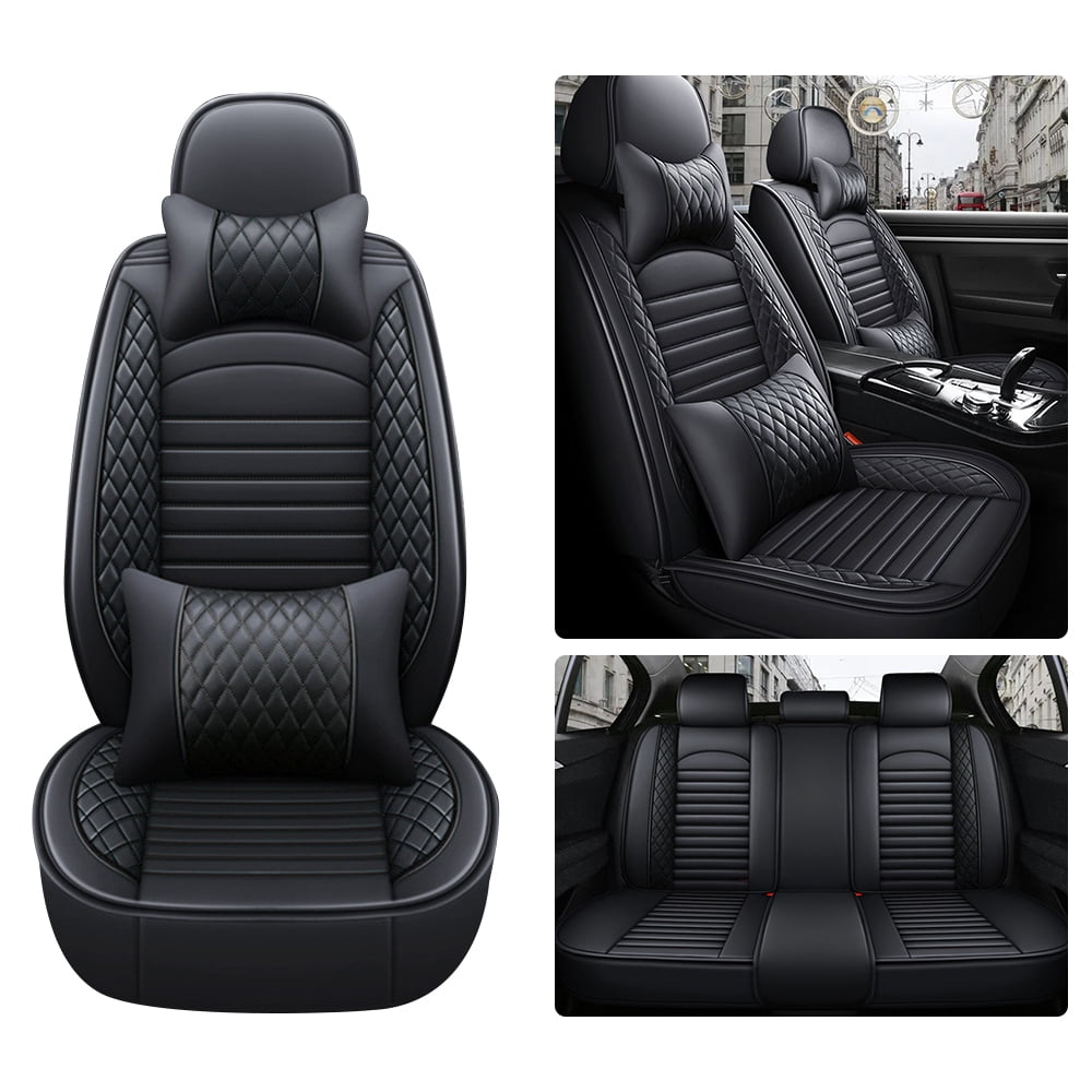 Aotiyer Black, Faux Leather, Full Ser Seat Covers