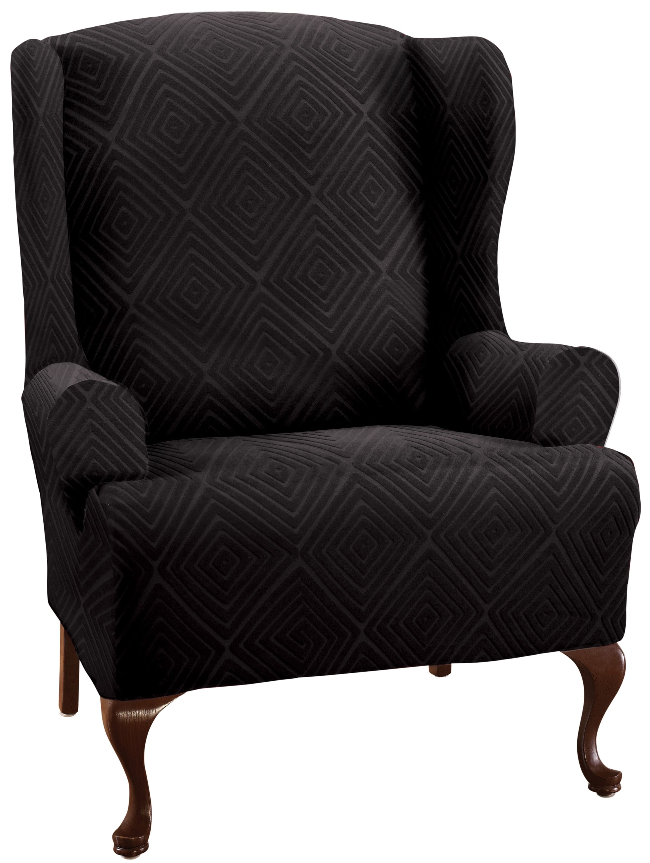Stretch Sensations 1-Piece Stretch Shapely Diamond Wing Chair Slipcover ...