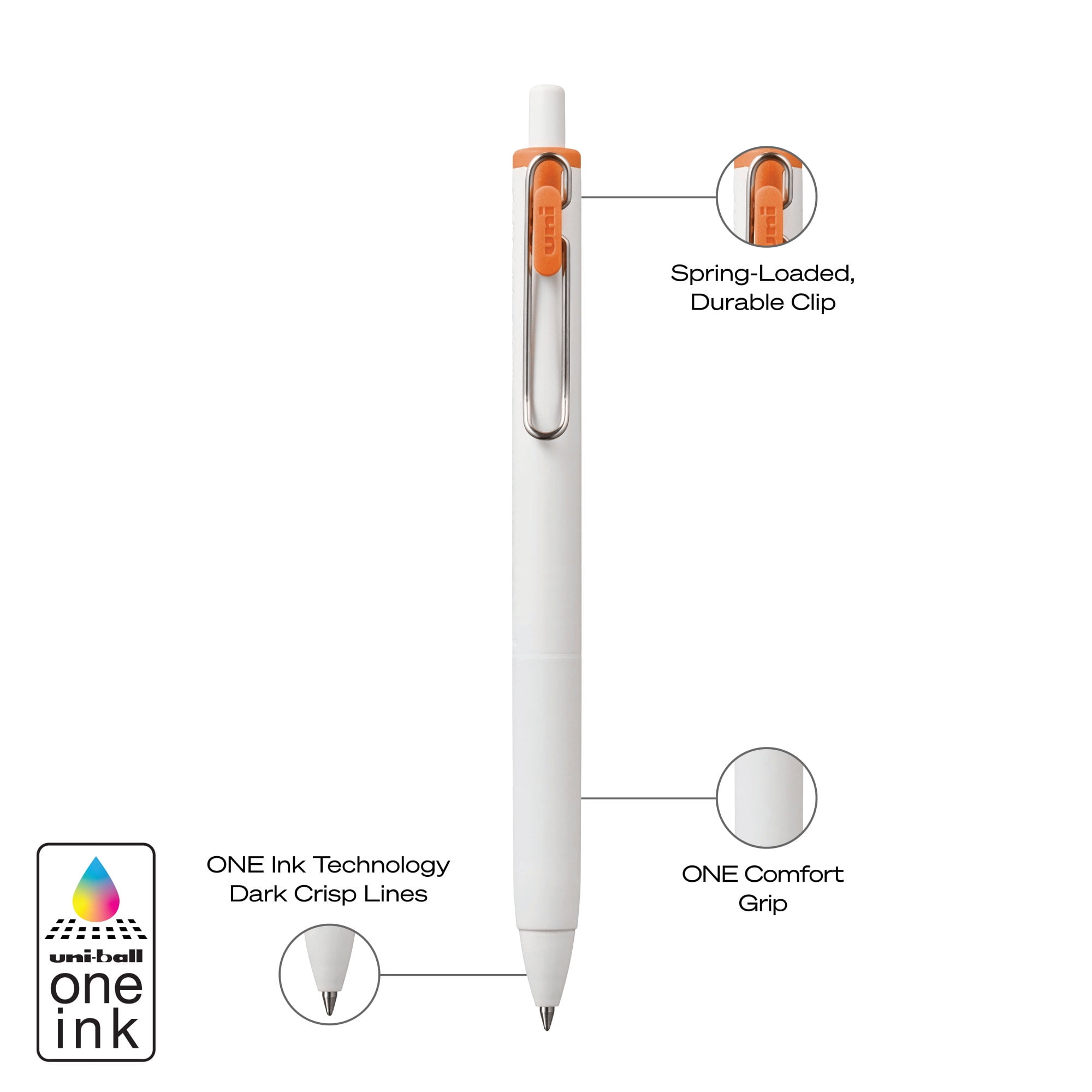 uniball™ one Retractable Gel Pens, Medium Point (0.7mm), Sherbert Ink, 3 Pack, Retractable Gel Pens, 0.7mm