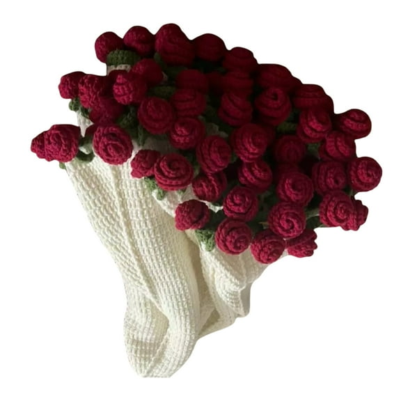 Handmade Crochet Flower Bouquet Blanket DIY Rose Throw Soft Lightweight Knitted Blanket Romantic Foldable Throw for Birthday Wedding Gift Home Decor Camping Sofa Blanket