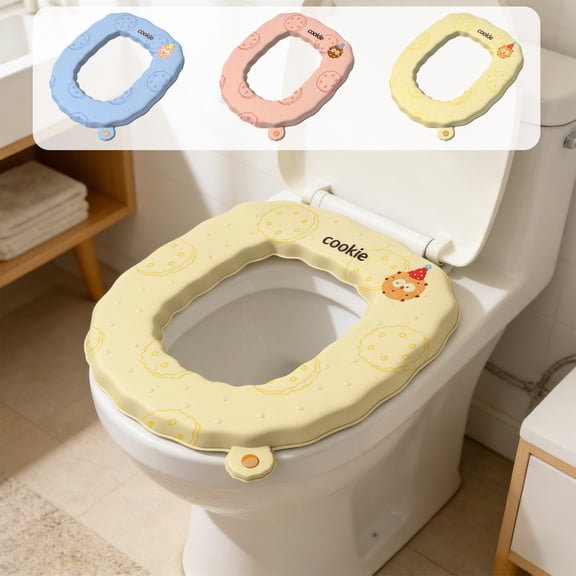 POKPTHF Toilet Seat Cushion, Thick Soft Washable Universal Commode Cover, Non-Slip Pad for Standard Elongated Round Toilet Seats, Home Bathroom Accessory