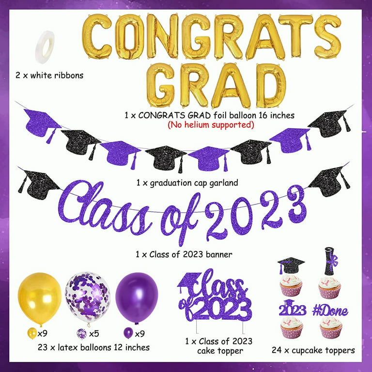 Graduation Decorations 2023 Purple Gold/Purple Graduation Party Decorations  2023/ Birthday Decorations Women Purple Gold Bridal Shower Decorations  Wedding/Purpl…