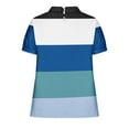 thumbnail image 4 of BRGZLK Womens Cotton Linen Top 2025 Summer Fashion Color Block Graphic Blouse Loose Casual Short Sleeve Lapel Tunic Navy M, 4 of 5