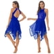 thumbnail image 3 of Vestido asimétrico de malla para mujer, con escote halter, sin mangas, con lentejuelas, para ballet, danza lírica, jazz, danza contemporánea moderna, 3 of 5