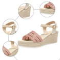 thumbnail image 4 of Rokment Womens Espadrilles Wedges Dressy Sandals Fashionable Casual Open Toe Platform Chunky High Heels Dress Summer Shoes for Ladies Woman Beach Vacation Pink Size 9, 4 of 6