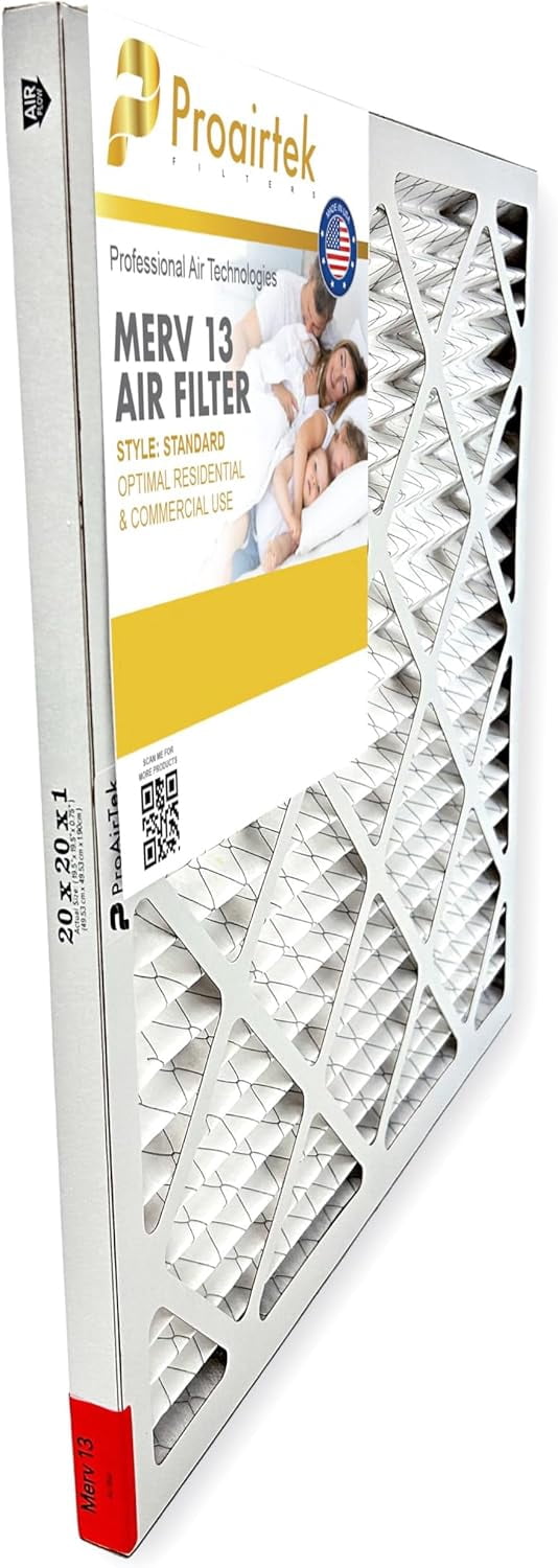 Proairtek AF20201M13SWH Model 20x20x1 Air Filter, MERV 13, 2-Pack – High Efficiency Pleated HVAC Replacement Filter
