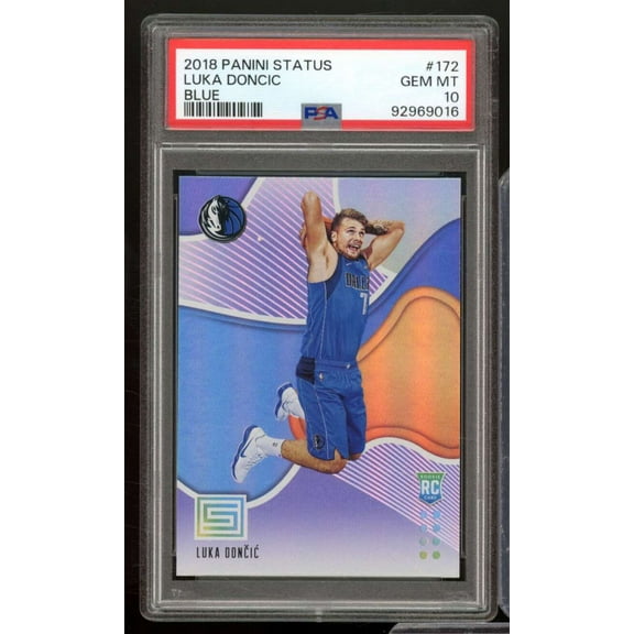Luka Doncic Rookie Card 2018-19 Panini Status Blue #172 PSA 10