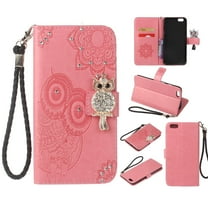 iPhone 6S Case, iPhone 6 Case Girls, Allytech Cute Glitter Owl Fashion Anti Scratch Folio Style Stand Feature Retro Hand Strap Cards Pocket Wallet Cases and Covers for Apple iPhone 6S/ 6, Pink