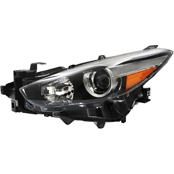 SEBLAFF Headlight Halogen Assembly Replacement for Mazda 3 2017 2018 Headlight Black Left Driver Side