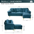 thumbnail image 2 of Rophefx 2-Pieces Upholstered Velvet Sectional Sofa with 2 Pillows & Ottoman, 2 of 9