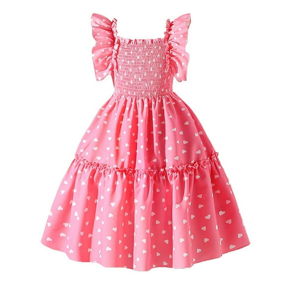 uublik Dresses for Kids Size 8-12 Sleeveless Loose Flowy Tiered Casual Holiday Dresses Pink
