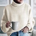 thumbnail image 4 of Suéter de cuello alto elegante para mujer, suéter de punto grueso informal de manga larga de gran tamaño, sudaderas de punto, 4 of 4