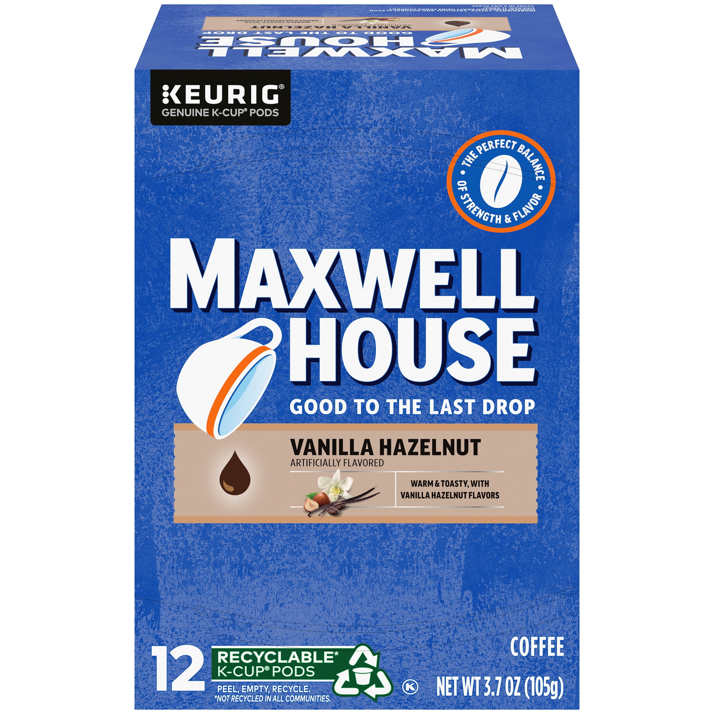 Maxwell House Vanilla Hazelnut KCup® Coffee Pods, 12 ct Box
