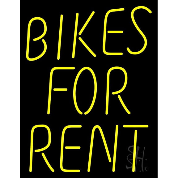 Bikes For Rent LED Neon Sign 19 x 15 - inches, Clear Edge Cut Acrylic Backing, with Dimmer - Bright and Premium built indoor LED Neon Sign for automotive store, and mall.