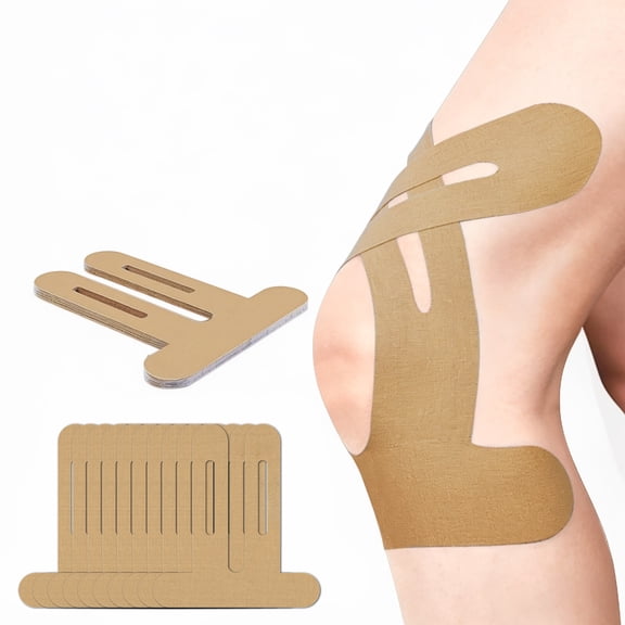 LAPTOM MAX 10pcs Kinesiology Tape for Knees Precut Knee Support Pain Relief Elastic Breathable Skin Tone