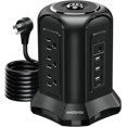 thumbnail image 1 of Regleta de Alimentaci&oacute;n Multicontacto de Torre,Regleta de Enchufes, Protector Contra Sobrecargas, Cable de Extensi&oacute;n con 9 Tomacorrientes de CA,4 USB-A 1 USB-C,Extension Electric, 1 of 7