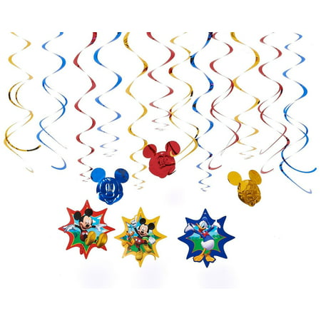 Diseny Mickey Mouse and Friends Party Foil Hanging Swirl Decorations / Spiral Ornaments (12 PCS)- Party Supply, Party Decorations By GoodyPlus