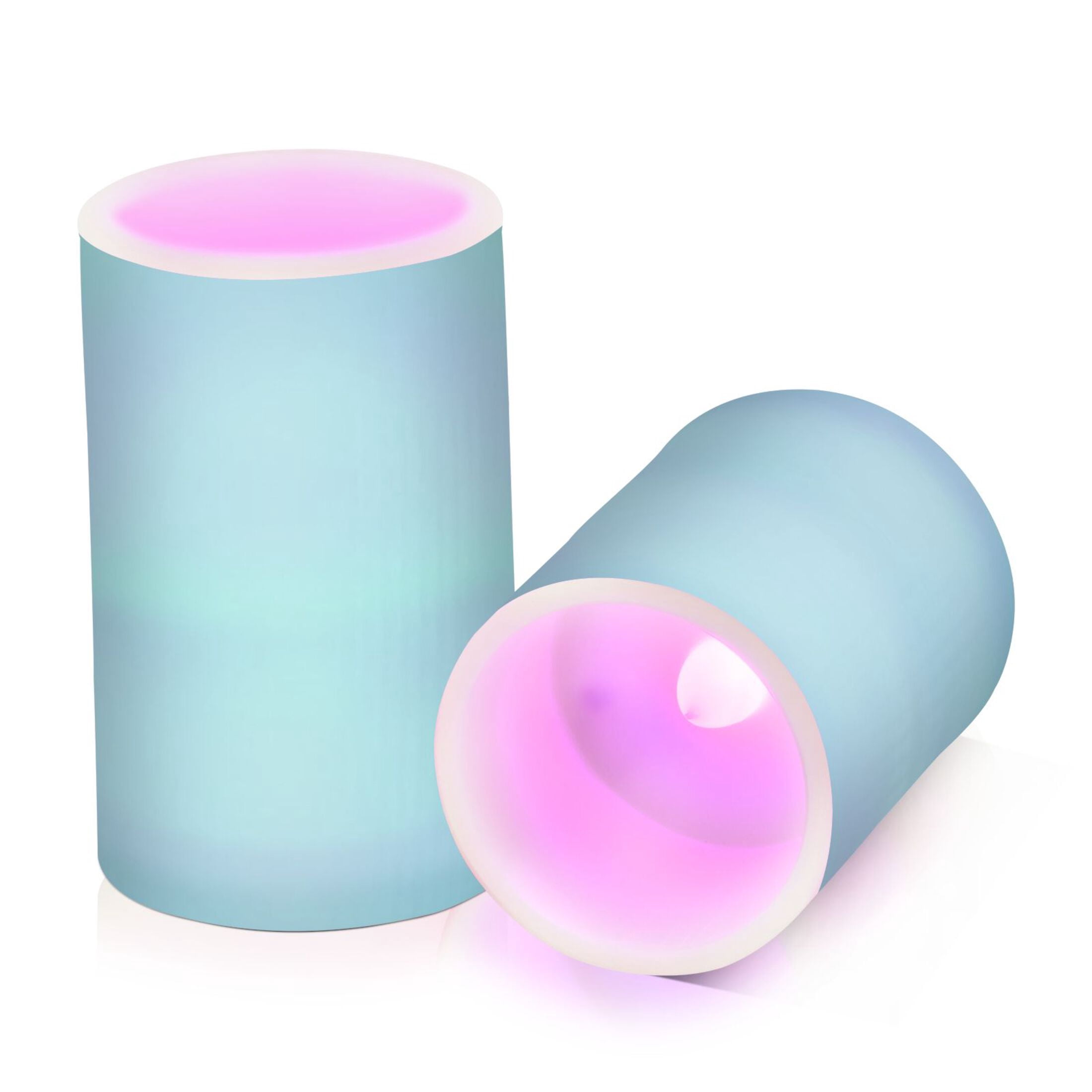 Turquiose Teal Flickering Flameless Candles Battery Operated with Remote Timer LED Pillar Candles Set of 2