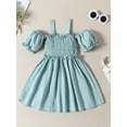 thumbnail image 3 of Bagilaanoe Little Girl Summer Dress Short Sleeve Off Shoulder A-line Dresses 3T 4T 5T 6T 7T 8T Kids Casual Swing Sundress, 3 of 9