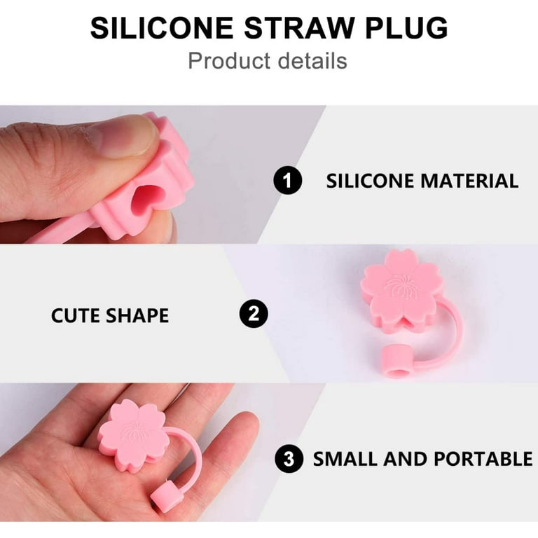 9Pcs Pink Straw Covers Cap Aesthetic Straw Cover for Girls Women Silicone  Drinking Straw Topper Reusable Portable Dust Proof Plugs Cap Protector for