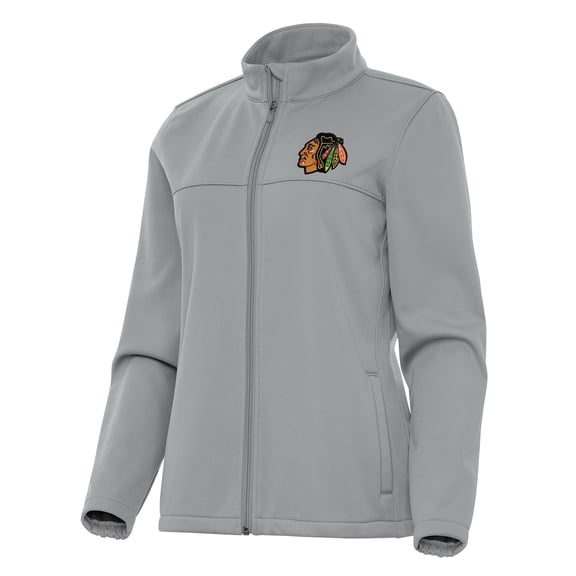 Women's Antigua Gray Chicago Blackhawks Links 2 Full-Zip Golf Jacket