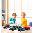 thumbnail image 6 of Mozlly Friction Powered Farm Tractor Trailer Toy Set - 16-inch Trailer Toys For Boys and Girls, Red Water Tank, Blue Farm Tractor, and Green Log Truck Toy (3 Sets), 6 of 6