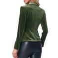 thumbnail image 3 of INSPIRE CHIC Women's Vintage Velvet Blazer Notched Lapel Button Front Wear-to-Work Jacket S Army Green, 3 of 6