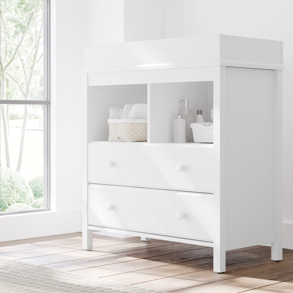 Storkcraft Alpine 2-Drawer Infant Changing Table Dresser, White