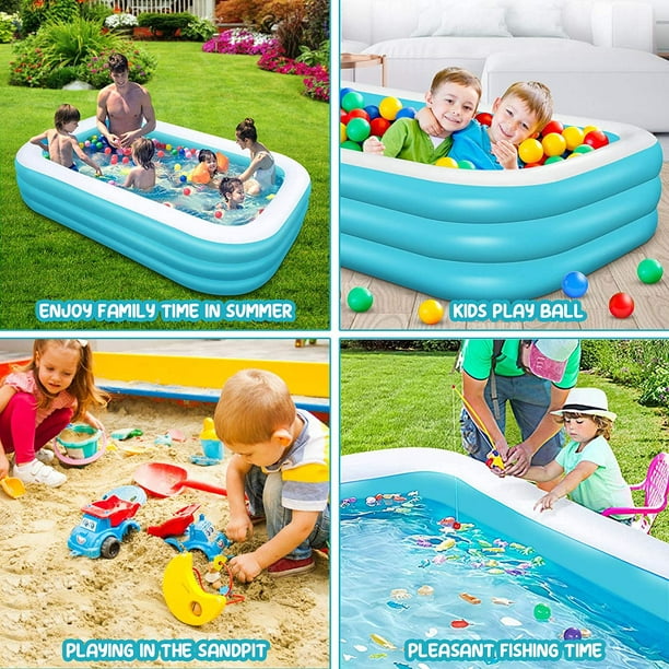 KCSD Inflatable Pool Swimming Pool Above The Ground 120 X 72 X 22   Full-Sized Inflatable Pools Rectangular Hard Plastic Installed Outdoor  Backyard Blow up Pool for Adults Kids Family 
