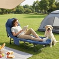 thumbnail image 5 of Foldable Guest Bed with Mattress, Outdoor Camping Cot with 4-Position Adjustable Reclining Nap Chair for Home Office, Supports 250LBs, Blue, 5 of 6