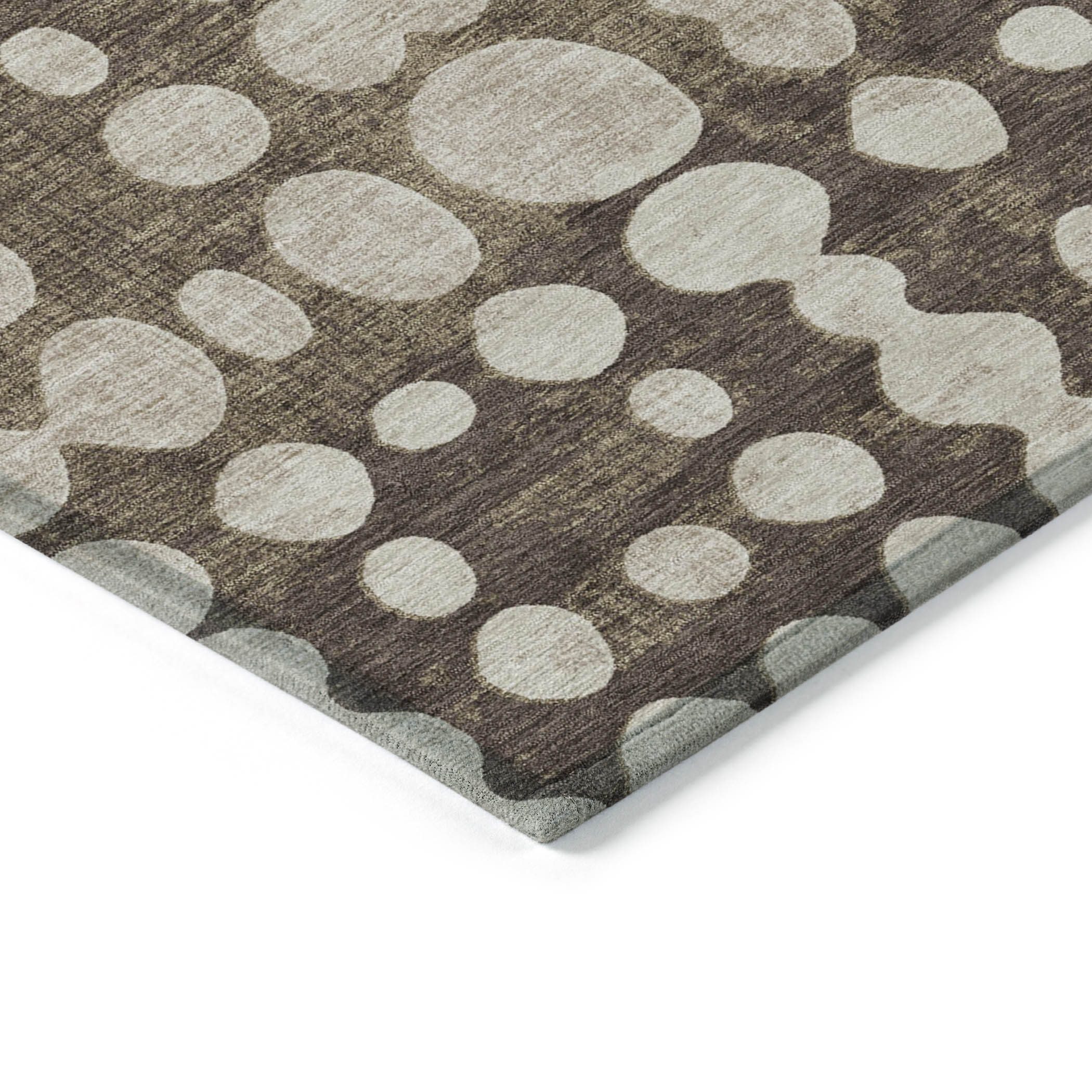 Addison Rugs Chantille Indoor/Outdoor Transitional Circles Brown Washable Runner Rug, 2'3" x 7'6"