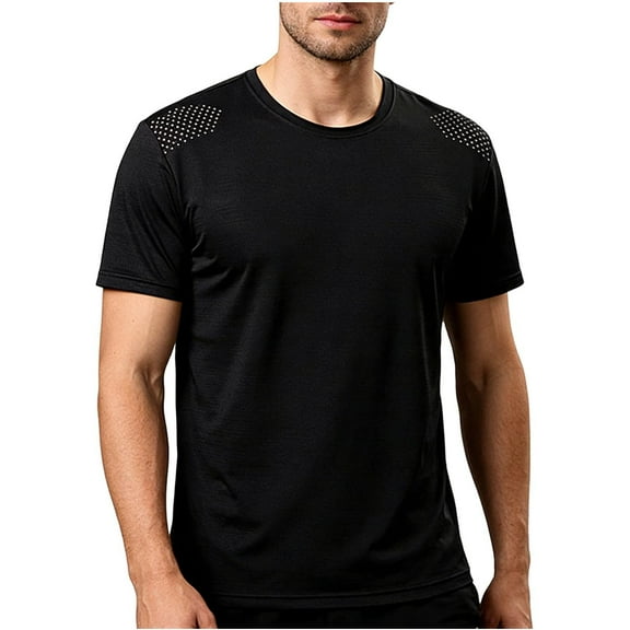 Bosfbaoi Men's Quick Drying Sports T-Shirt Solid Color Loose Fit Plus Size Top Round Neck Short-Sleeved Breathable Ice Silk Mesh Top Casual & Active Wear S-XXXXXL