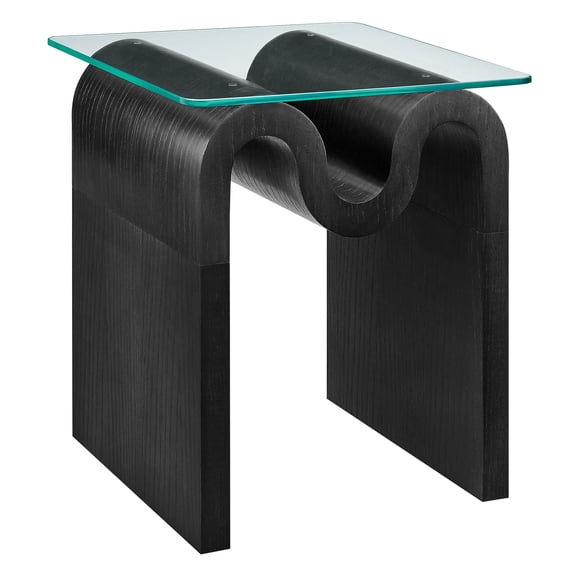 Modway Ondine Glass Top Side Table in Black