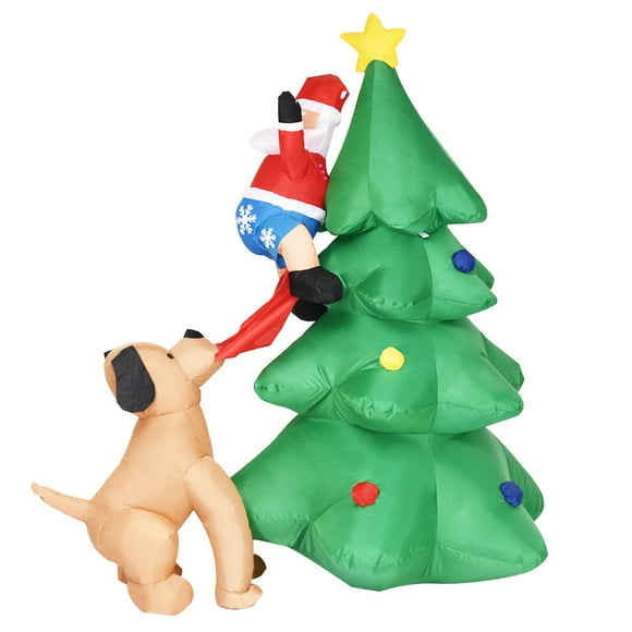 Gymax 6Ft Waterproof Santa Claus Inflatable Christmas Tree Indoor Outdoor Decor