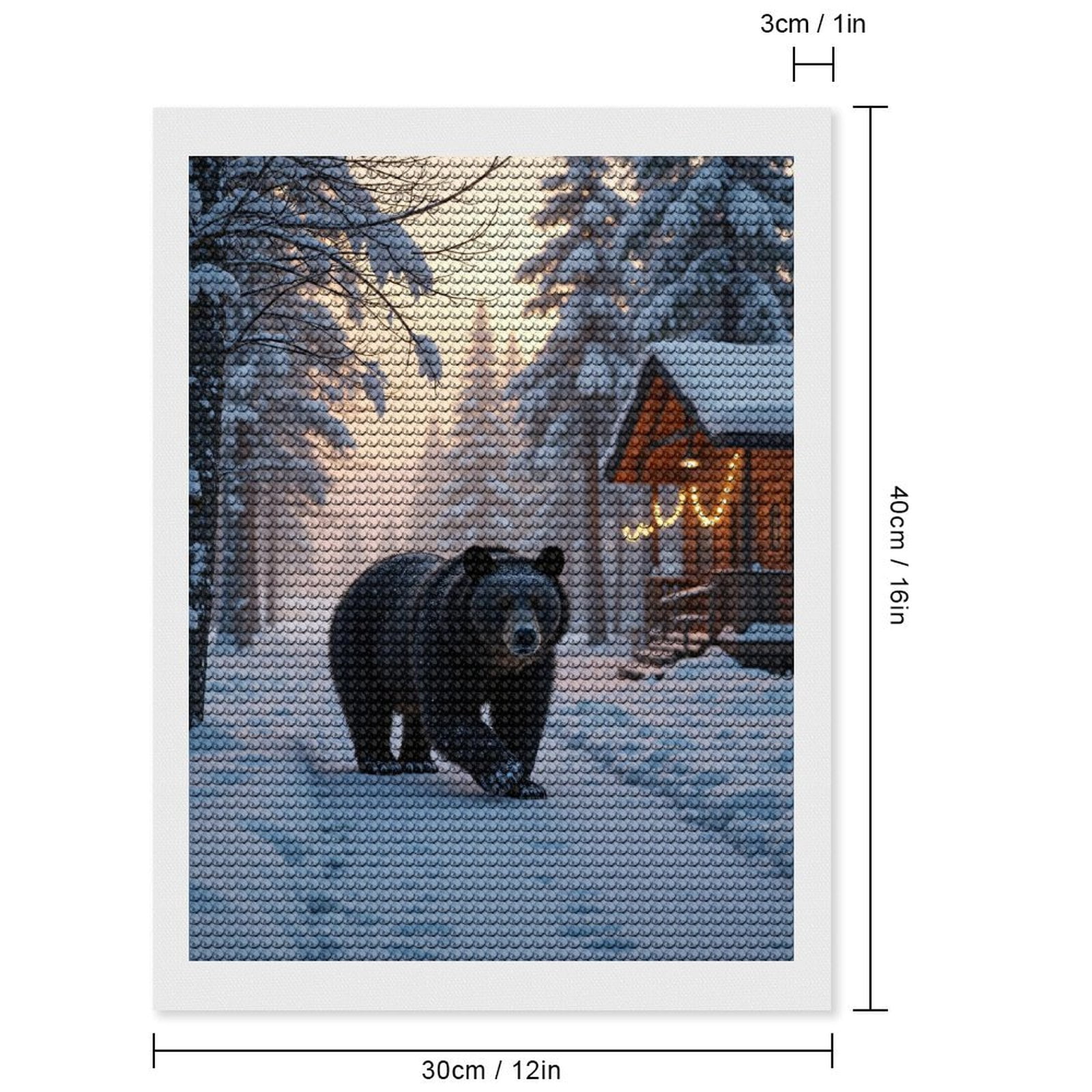 Diamond Art Kits for Adults, Bear Winter Cabin Snow Forest 5D Diamond Painting Kits for Adults Beginners, DIY Full Drill Diamond Painting, Gem Art and Crafts 12x16