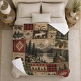 thumbnail image 5 of Rustic Mountain Lodge Collage Of Wildlife Campsite Elements, Rustic Camping Scene, Warm Flannel Blanket for Cabin and Lodge, Outdoor Lovers Camping Gift, Rustic Home Decor, 5 of 9