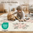 thumbnail image 4 of ODIKA 5'x7' Washable Area Rug Pink Long Vintage Cluster Decorative Frame Motifs Sage Bathroom for Small Living Room, Bedroom, Easy Care, Non-Shedding, Pet Friendly, 4 of 7