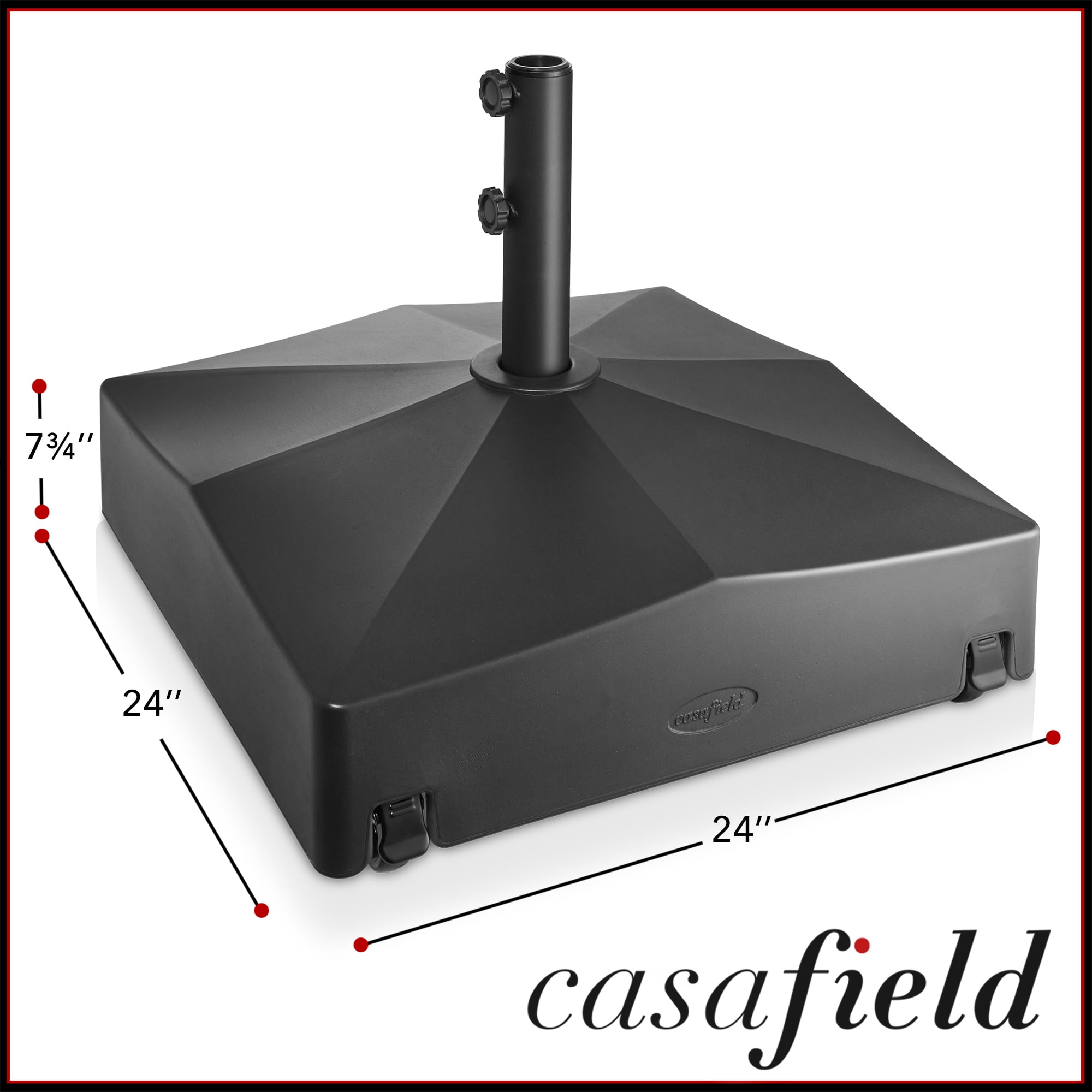 180lb Capacity Fillable Mobile Umbrella Base Stand with 4 Wheels - Black