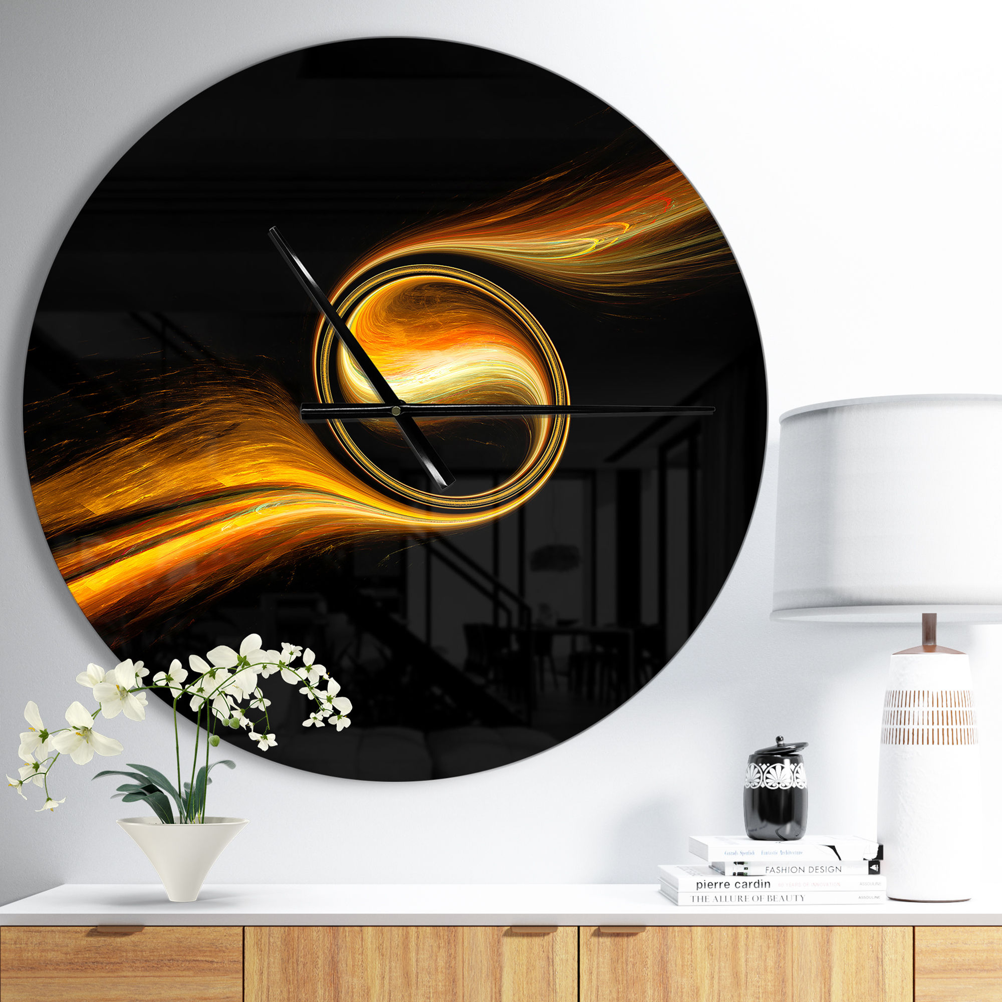 Designart 'Fractal 3D Dancing Yellow Design ' Modern wall clock