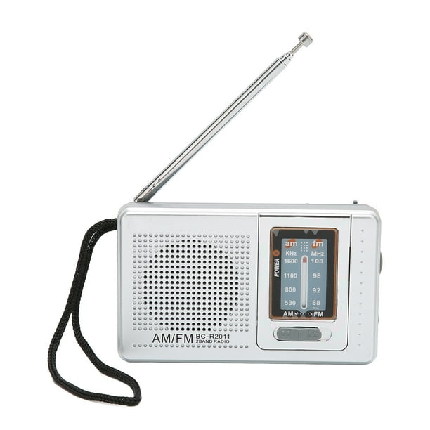 Radio gris plateado, Radio de bolsillo portátil AM/FM Radio de bolsillo portátil Radio con pilas Diseño de próxima generación
