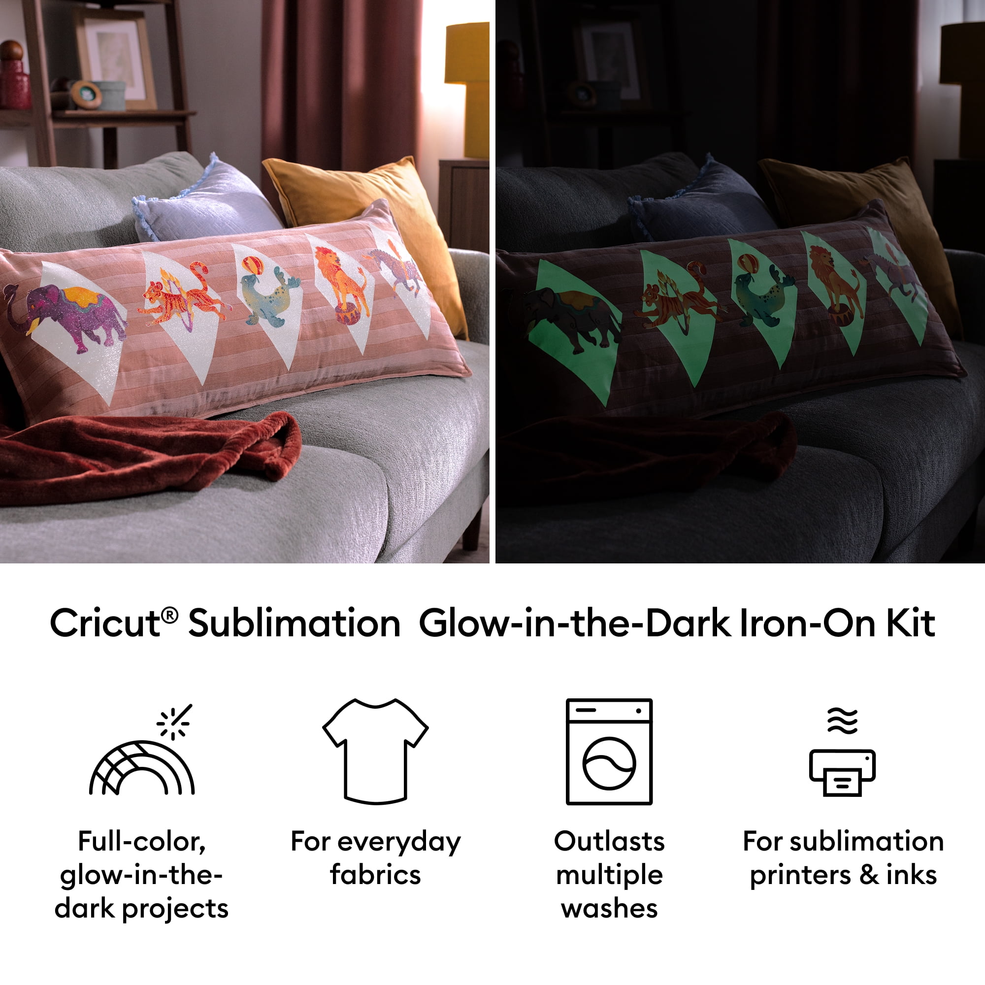 Cricut® Sublimation Glow-in-the-Dark Iron-On™ Vinyl Kit – 8.5 in x 11 in (4 ct)