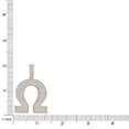 thumbnail image 4 of Real Genuine Sterling Silver 25+ Grams Omega Symbol Sign Greek Alphabet 4.00 Ct. Simulated Diamond 14K Rose Gold On 3D Pendant Charm + Free Chain, 4 of 5