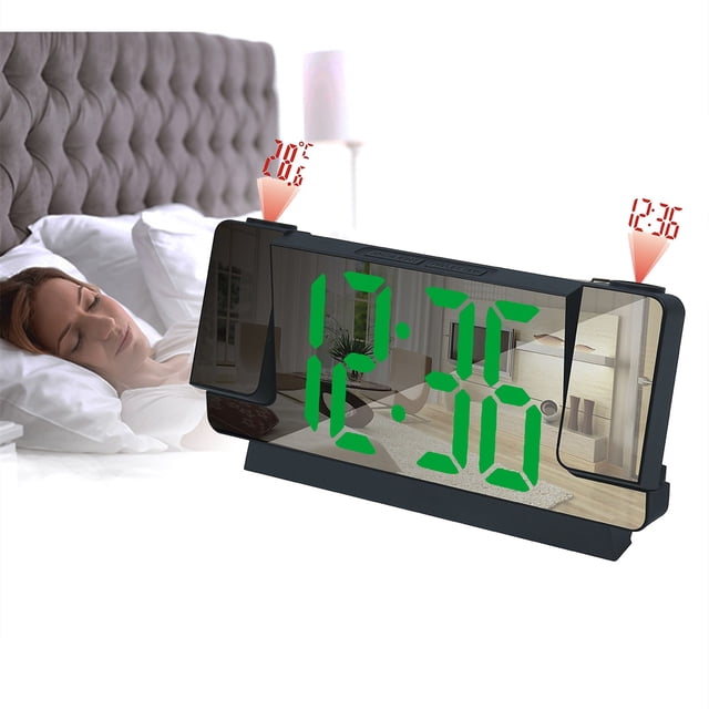 Projection Alarm Clock New Mirror Large Screen Display Silent Sleep Electronic Clock Multifunctional Intelligent Digital Nightlight Desk Clock
