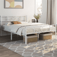 thumbnail image 2 of Fullfurnique Metal Platform Bed Frame with Scroll Headboard and Footboard, Full, White, 2 of 8