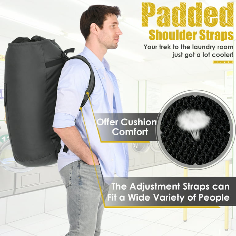 Canvas Laundry Bag Backpack Travel Bag with Backpack Straps