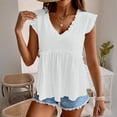 thumbnail image 4 of Womens Tank Tops Summer V Neck Casual Solid Color Sleeveless Lace Pullover Shirt, 4 of 5
