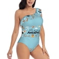 thumbnail image 3 of Gaeub Let's Go on an Adventure Women's One Shoulder Ruffle Tummy Control Swimwear for Swimming Surfing Beach Party - X-Large, 3 of 8